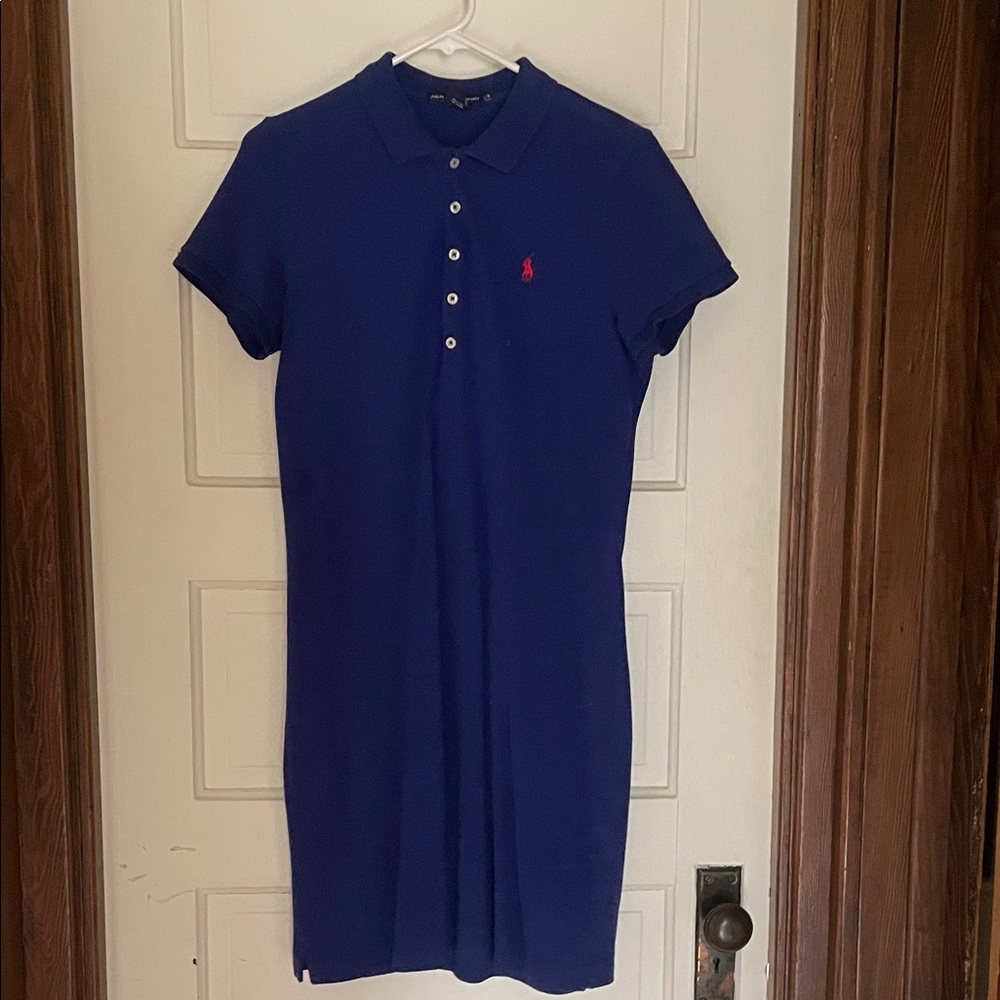 Ralph Lauren Royal Blue Polo Shirt Dress with Red Logo